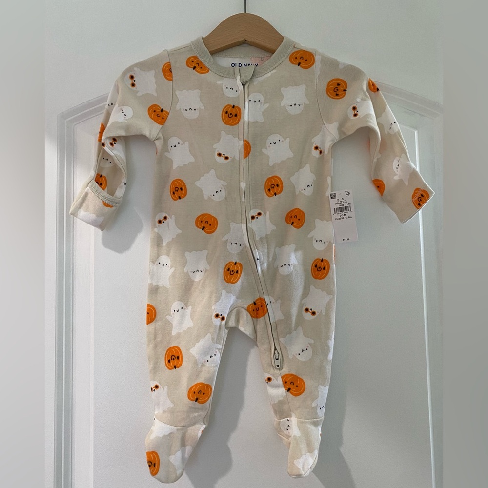 Old Navy Cream and Orange Halloween Footie